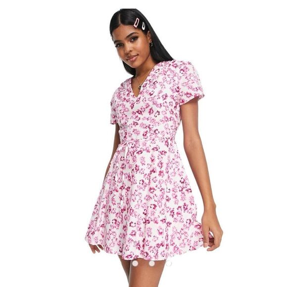 New! ASOS Glamorous Floral V-Neck Dress Sz 10 - Picture 2 of 6